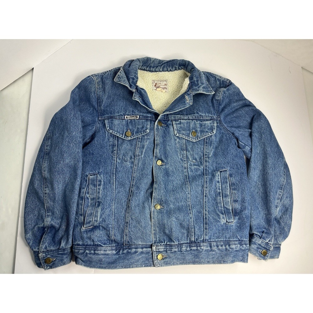 RARE Champion 1950s / 60s Jean Jacket Sherpa Lined Sz Medium Trucker Made in USA
